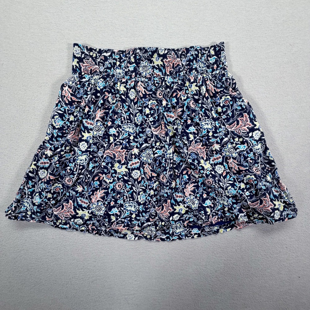 Old Navy Women Skirt Relaxed Navy Blue Floral Paisley Smocked Mini Small